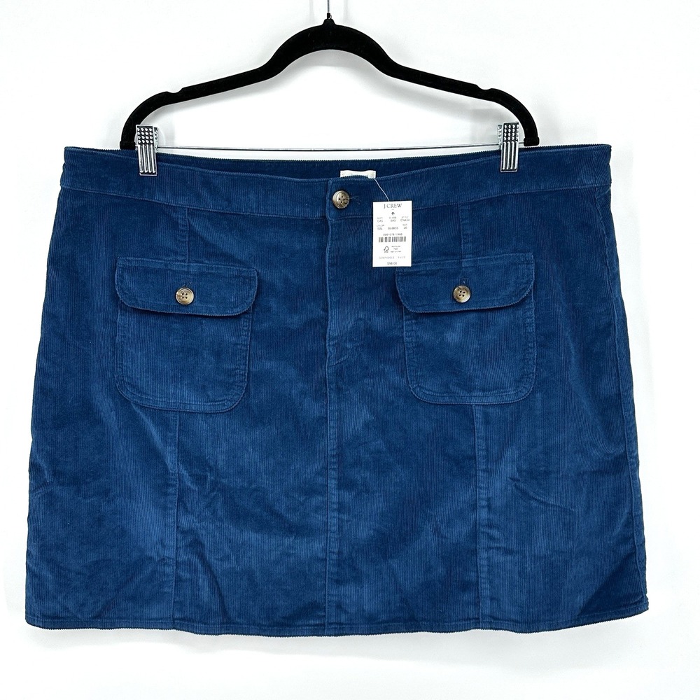 J. Crew NWT Blue Corduroy Patch Pocket Short Skirt Size 20
